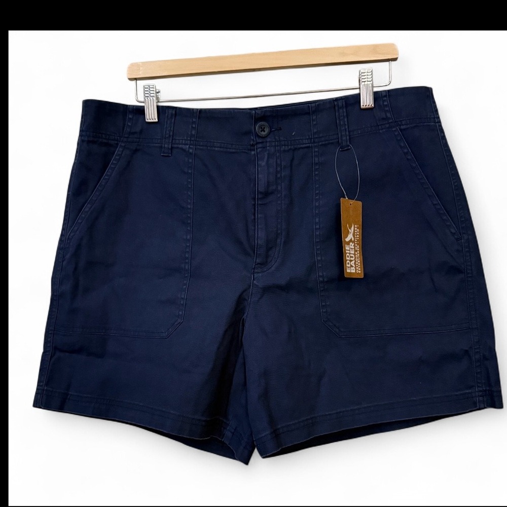 Eddie Bauer Women's Plus Size 16 Navy Blue NWT Utility Canvas‎ Shorts Gorpcore